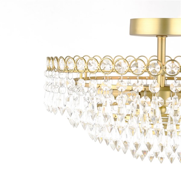 (image for) Laura Ashley Enid 5 Light Semi-Flush Faceted Glass and Matt Antique Brass